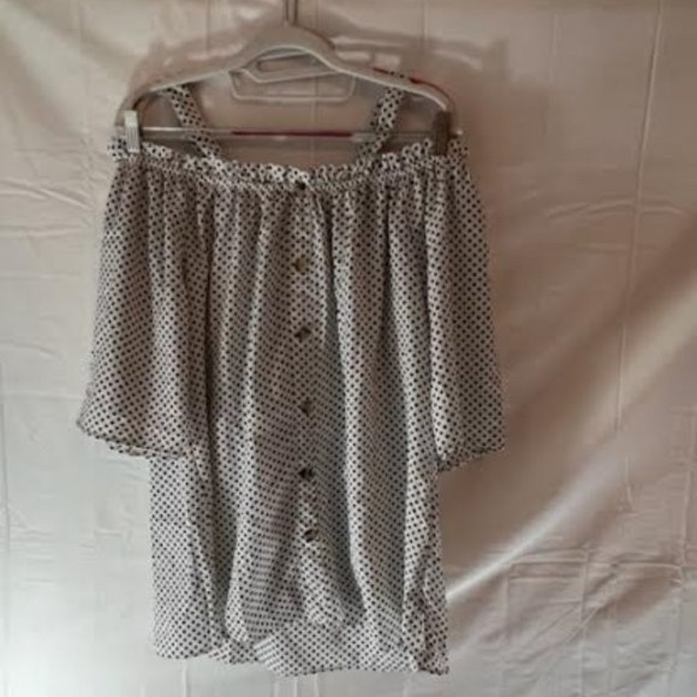 Speed Limit MPH Shoulder Shirt White Polka Dot SZ 1X